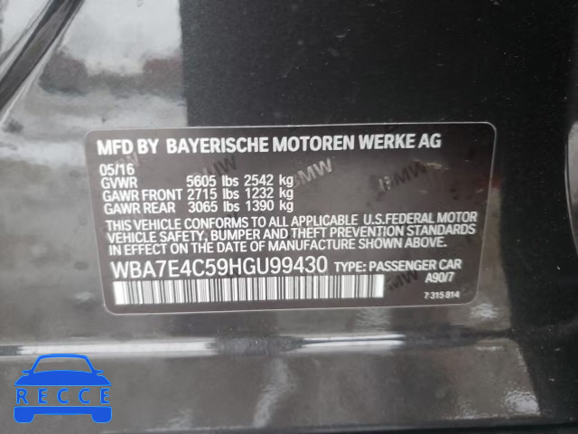2017 BMW 740 XI WBA7E4C59HGU99430 зображення 11