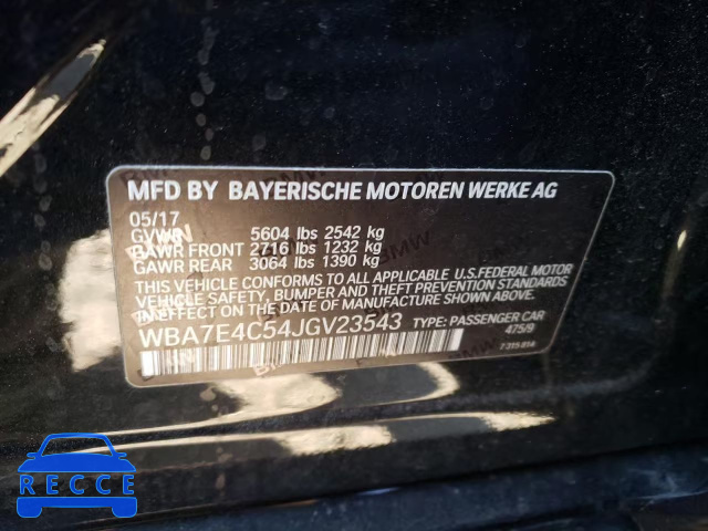 2018 BMW 740 XI WBA7E4C54JGV23543 image 9
