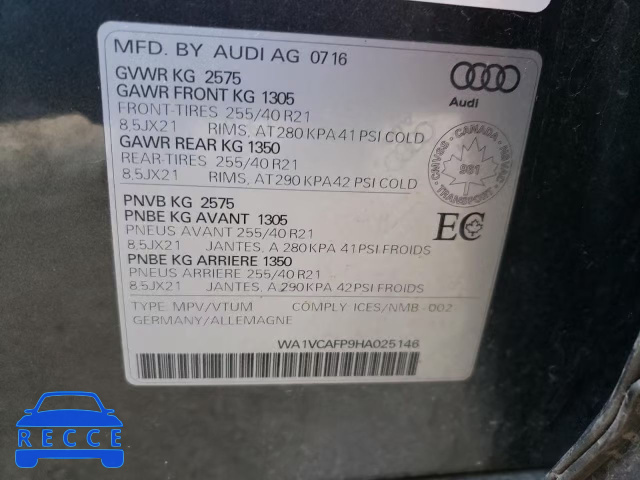 2017 AUDI SQ5 PRESTI WA1VCAFP9HA025146 image 12