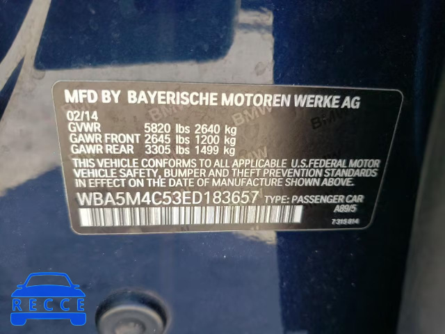 2014 BMW 535 XIGT WBA5M4C53ED183657 зображення 12
