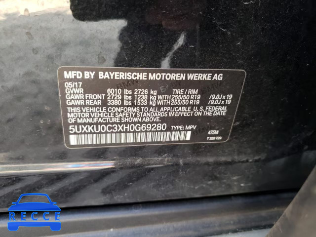 2017 BMW X6 SDRIVE3 5UXKU0C3XH0G69280 Bild 9