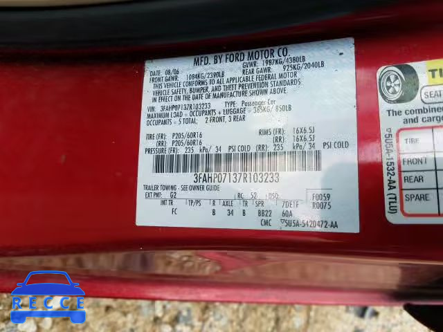 2007 FORD 100 CLB WG 3FAHP07137R103233 image 9