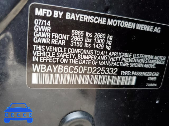 2015 BMW 750 XI WBAYB6C50FD225332 image 9