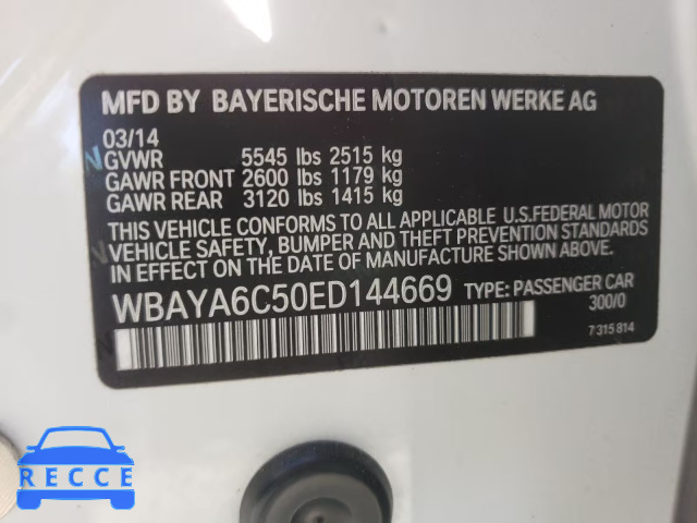 2014 BMW 740 I WBAYA6C50ED144669 зображення 9