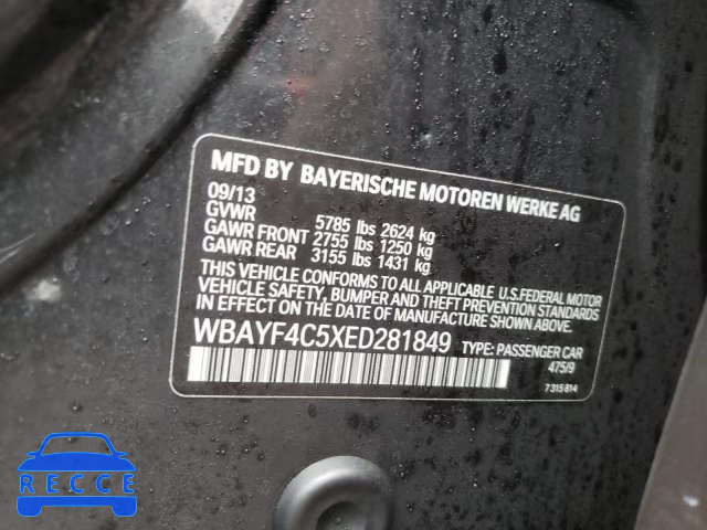 2014 BMW 740 LXI WBAYF4C5XED281849 зображення 9