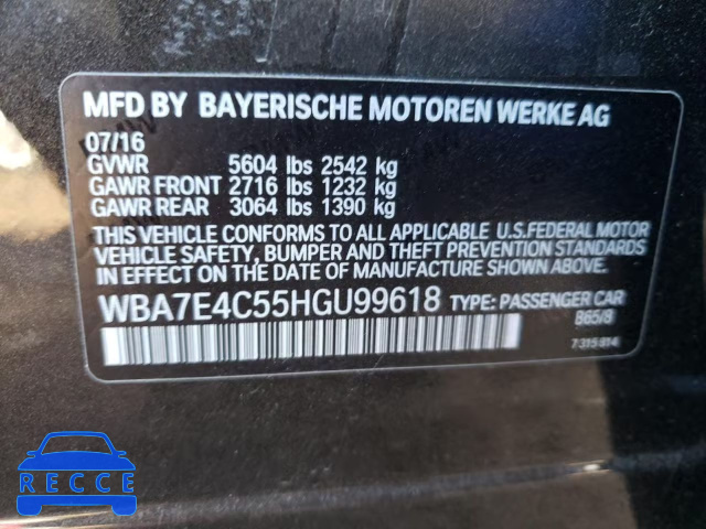 2017 BMW 740 XI WBA7E4C55HGU99618 Bild 9