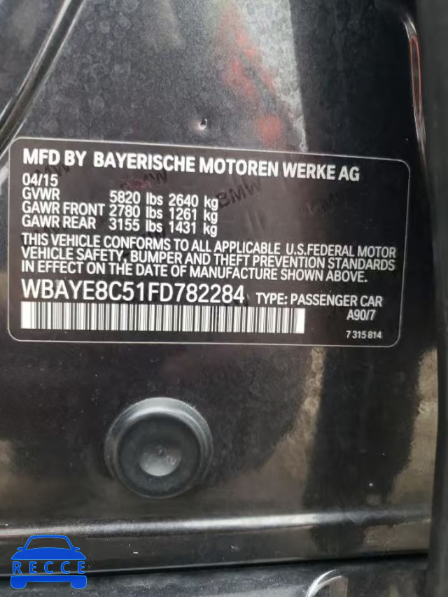 2015 BMW 750LI WBAYE8C51FD782284 image 9