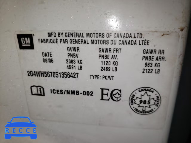 2005 BUICK ALLURE CXS 2G4WH567051356427 image 9