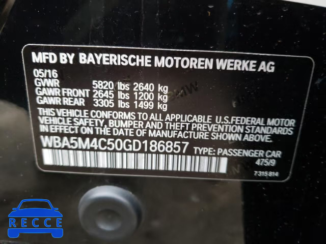 2016 BMW 535 XIGT WBA5M4C50GD186857 зображення 9