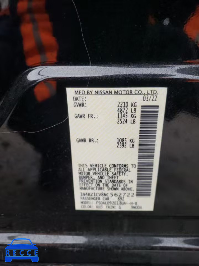 2022 NISSAN LEAF SV PL 1N4BZ1CV8NC562722 зображення 12