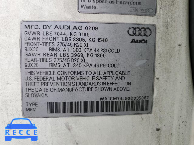 2009 AUDI Q7 TDI S-L WA1CM74L99D035067 Bild 12