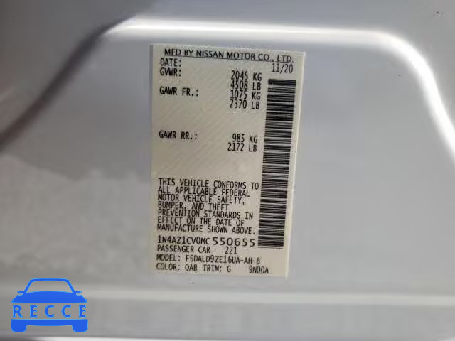 2021 NISSAN LEAF SV 1N4AZ1CV0MC550655 Bild 9