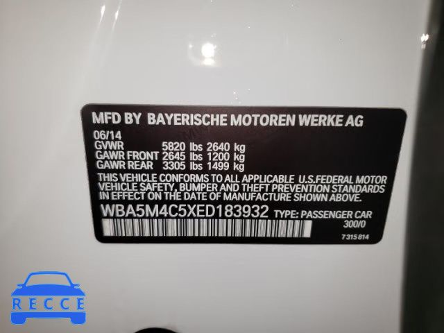 2014 BMW 535 XIGT WBA5M4C5XED183932 зображення 11