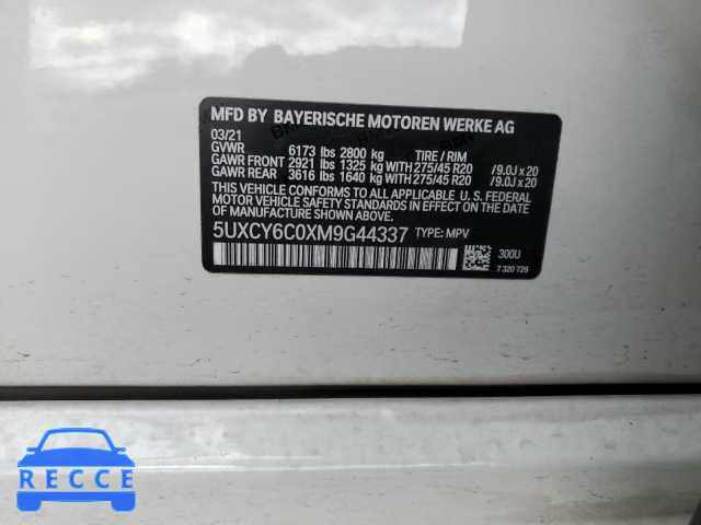 2021 BMW X6 XDRIVE4 5UXCY6C0XM9G44337 image 12