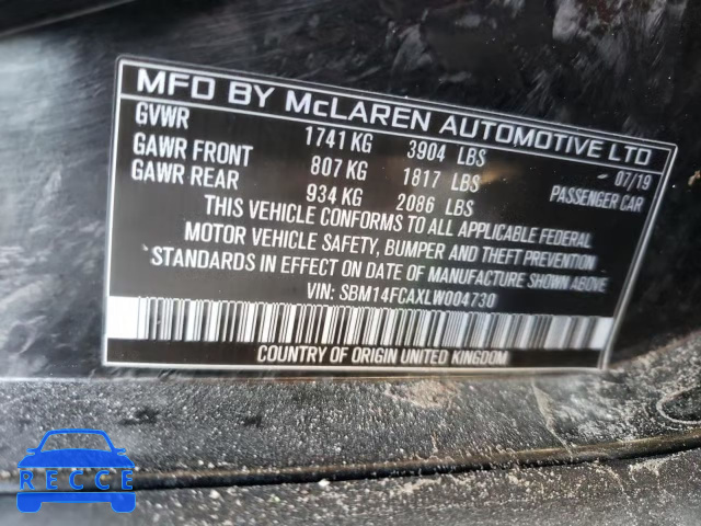 2020 MCLAREN AUTOMATICOTIVE 720S SBM14FCAXLW004730 image 12