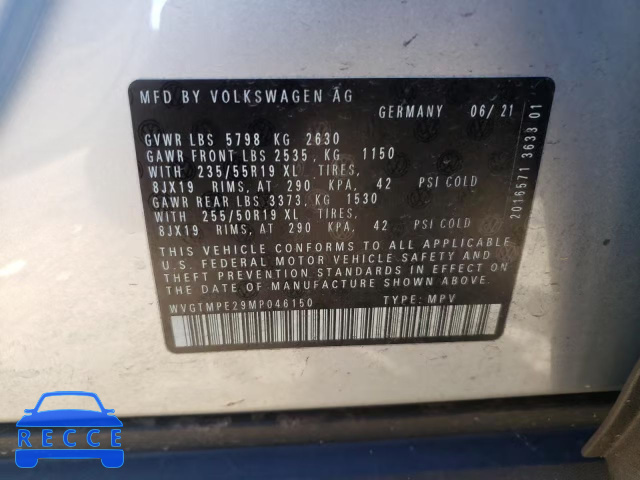 2021 VOLKSWAGEN ID.4 PRO S WVGTMPE29MP046150 image 9