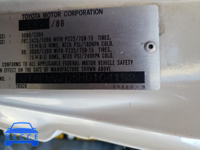 1987 TOYOTA 4RUNNER RN JT4RN62D5H0104152 image 9