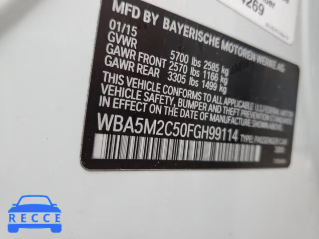 2015 BMW 535 IGT WBA5M2C50FGH99114 зображення 12
