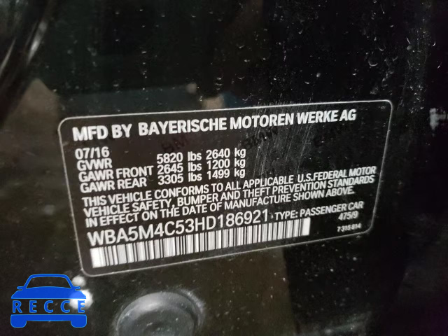 2017 BMW 535 XIGT WBA5M4C53HD186921 image 9