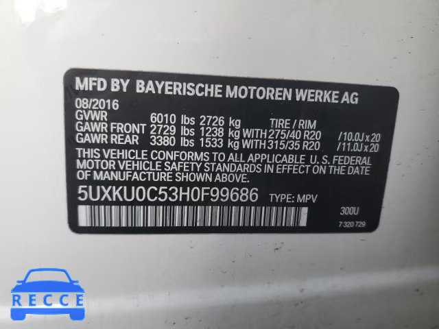 2017 BMW X6 SDRIVE3 5UXKU0C53H0F99686 Bild 13