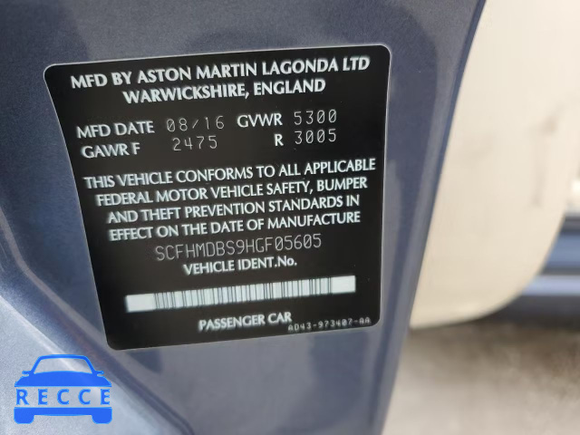 2017 ASTON MARTIN RAPIDE S SCFHMDBS9HGF05605 image 11