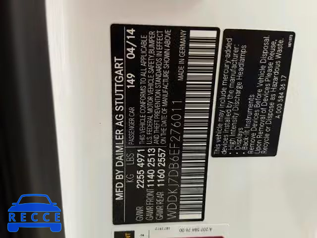2014 MERCEDES-BENZ E550 WDDKJ7DB6EF276011 image 9