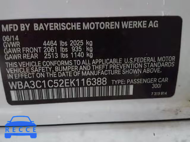 2014 BMW 328I SULEV WBA3C1C52EK116388 Bild 9