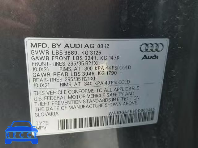 2013 AUDI Q7 PRESTIG WA1DGAFE9DD003445 image 9