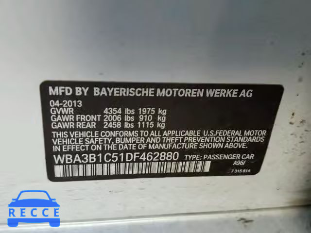 2013 BMW 320I WBA3B1C51DF462880 зображення 9