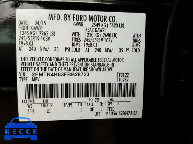 2015 FORD EDGE TITAN 2FMTK4K83FBB28723 image 9