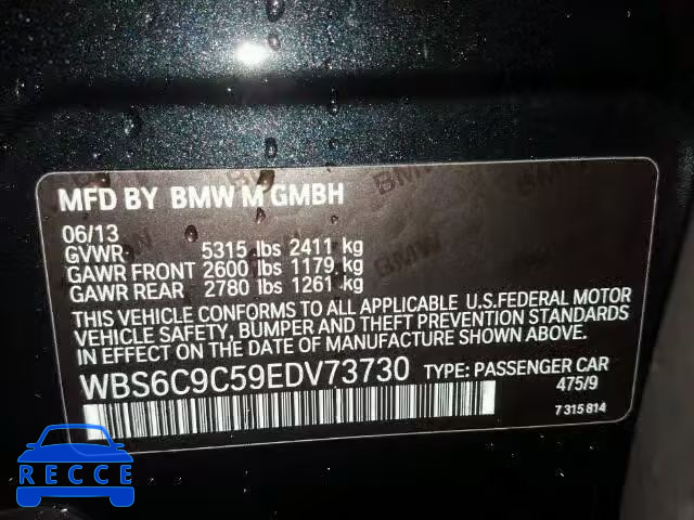 2014 BMW M6 GRAN CO WBS6C9C59EDV73730 зображення 9