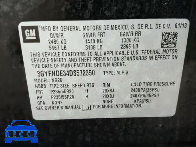 2013 CADILLAC SRX PERFOR 3GYFNDE34DS572350 image 9