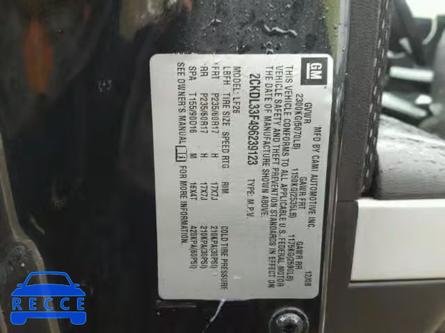 2009 PONTIAC TORRENT 2CKDL33F496239123 зображення 9