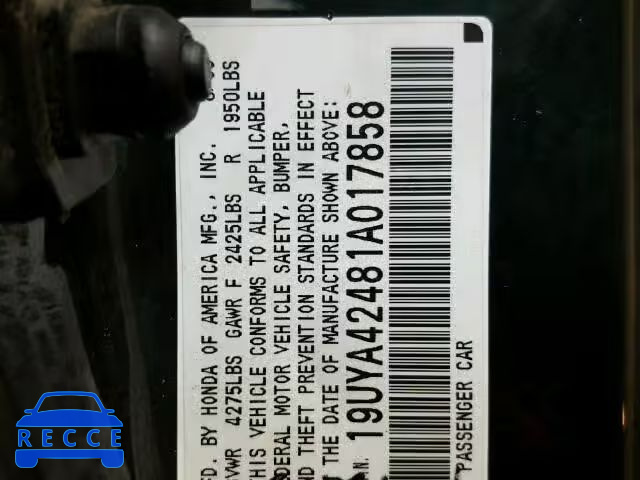 2001 ACURA 3.2 CL 19UYA42481A017858 image 9