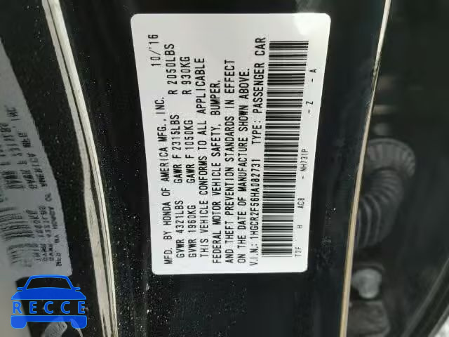 2017 HONDA ACCORD SPO 1HGCR2F56HA082731 image 9