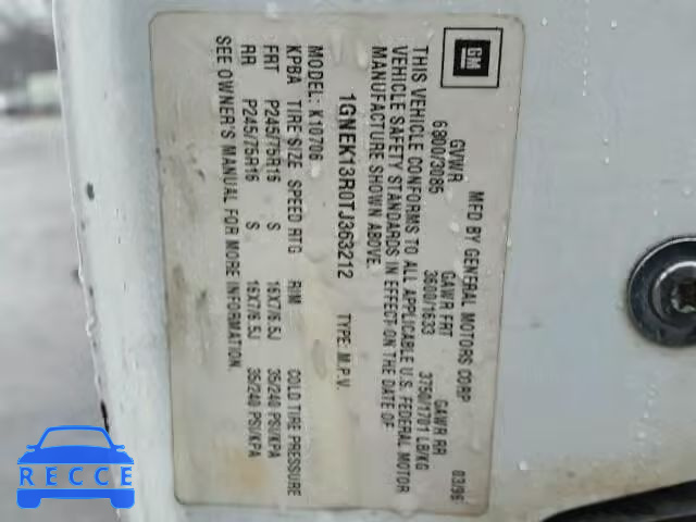 1996 CHEVROLET TAHOE K150 1GNEK13R0TJ363212 image 9