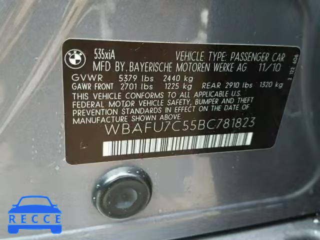 2011 BMW 535XI WBAFU7C55BC781823 зображення 9