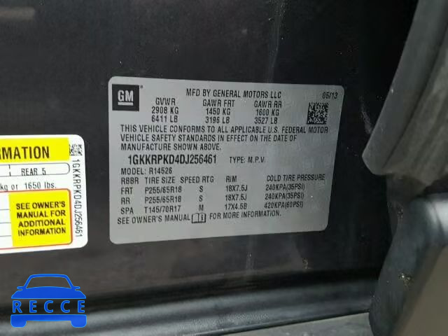 2013 GMC ACADIA SLE 1GKKRPKD4DJ256461 зображення 9