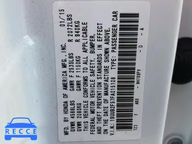 2015 ACURA TLX TECH 19UUB2F57FA015108 image 9