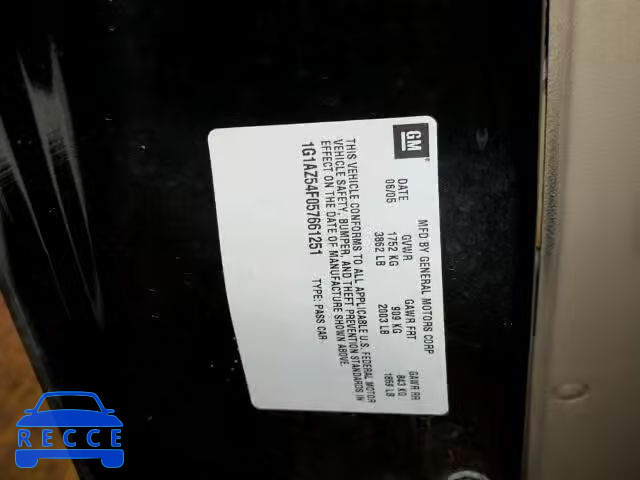 2005 CHEVROLET COBALT LT 1G1AZ54F057661251 image 9