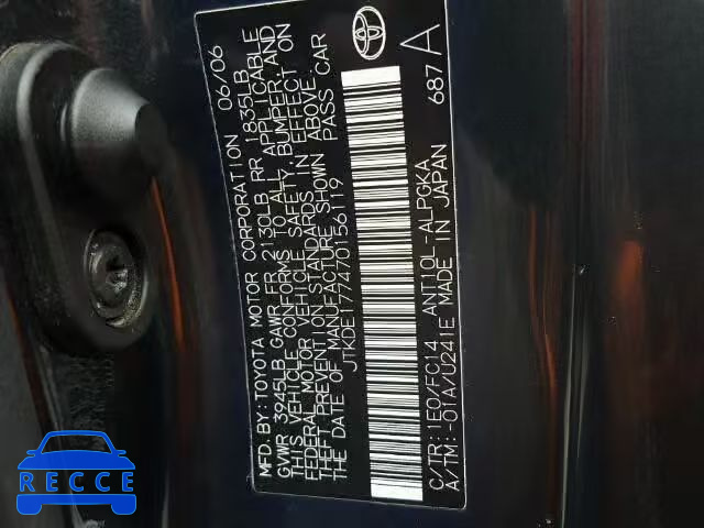 2007 TOYOTA SCION JTKDE177470156119 image 9