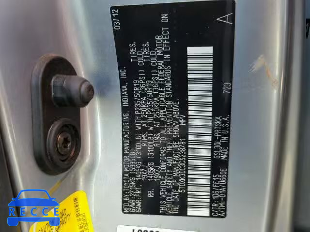 2012 TOYOTA SIENNA SPORT 5TDXK3DC3CS238781 image 9