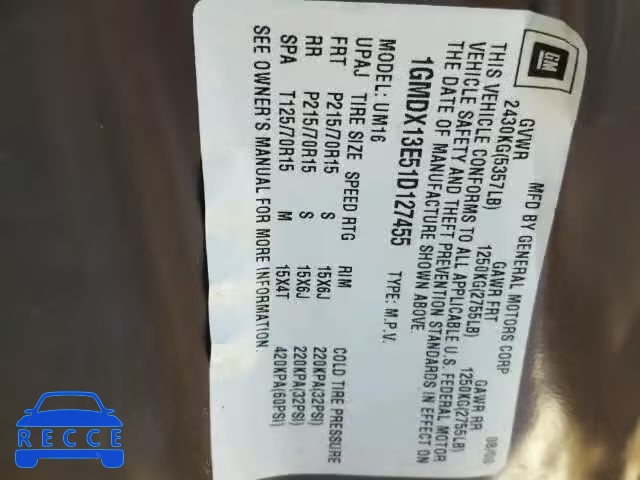 2001 PONTIAC MONTANA LU 1GMDX13E51D127455 image 9