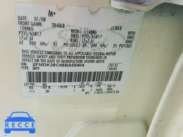 2008 FORD EDGE SEL 2FMDK38C98BA55404 image 9