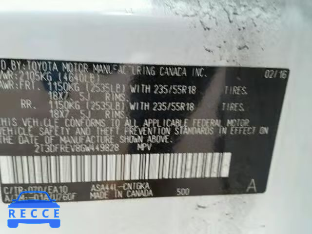 2016 TOYOTA RAV4 LIMIT 2T3DFREV8GW449828 image 9