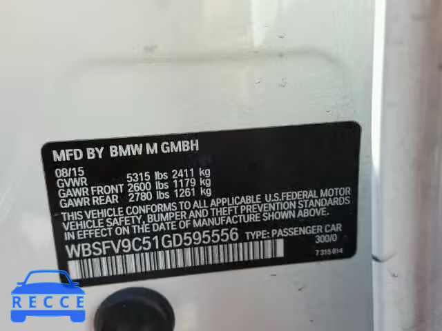 2016 BMW M5 WBSFV9C51GD595556 зображення 9