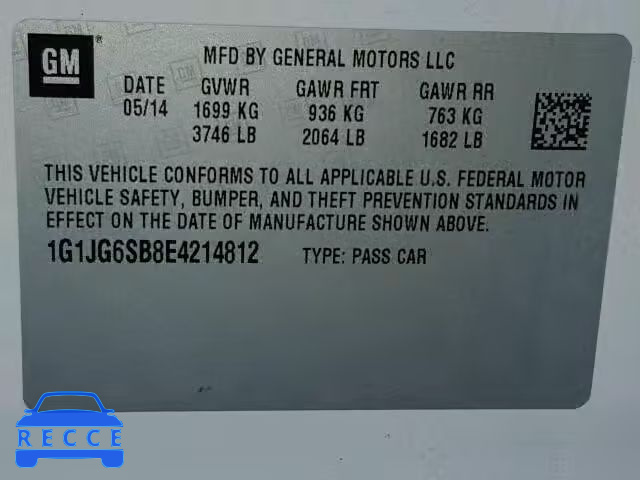 2014 CHEVROLET SONIC RS 1G1JG6SB8E4214812 image 9