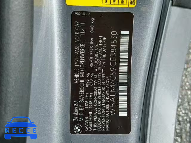 2012 BMW Z4 SDRIVE3 WBALM7C59CE384530 зображення 9