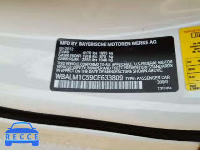 2012 BMW Z4 3.0 SDR WBALM1C59CE633809 image 9