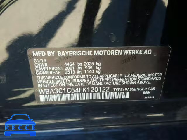 2015 BMW 328I SULEV WBA3C1C54FK120122 зображення 9